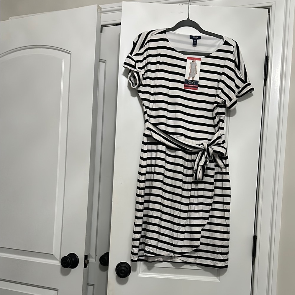 Women's Black and White Striped Dress